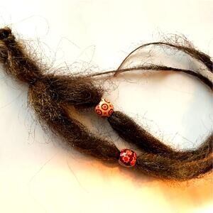 2 SE Natural Dread Dreadlock Hair Extensions w/beads